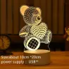 Lampe LED acrylique 3D - Veilleuse USB - wapiti - ours - sapin de Noël - pomme - lune
