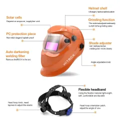 Capacete de soldagem - escurecimento automático - solar - DIN 4 - DIN 5-13
