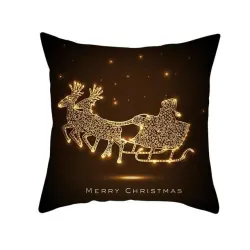 Taie d'oreiller décorative noire - Motifs de Noël - Père Noël - 45*45 cm