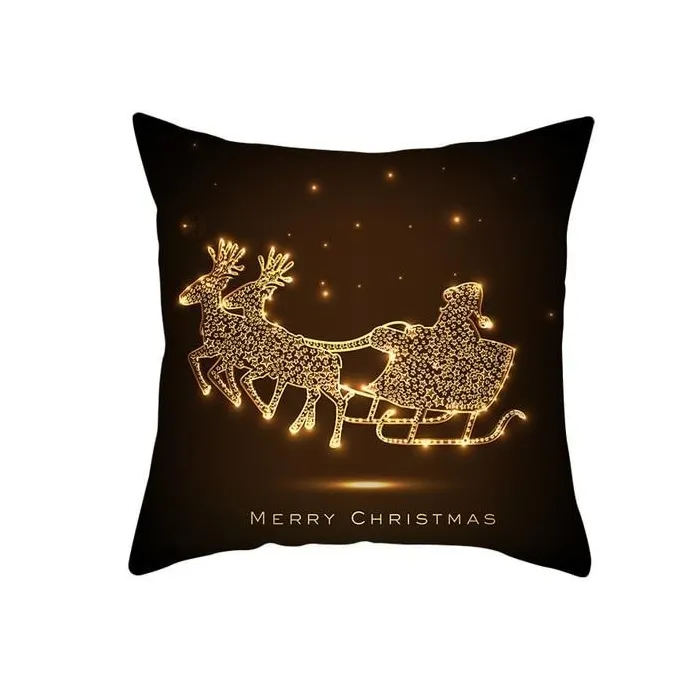Fundas de cojinesFunda de almohada decorativa negra - Motivos navideños - Papa Noel - 45*45 cm