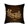 Fundas de cojinesFunda de almohada decorativa negra - Motivos navideños - Papa Noel - 45*45 cm