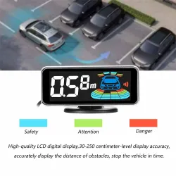 Parkeringssensor - radar - omvendt autoparkering - LCD-skærmdisplay - LED