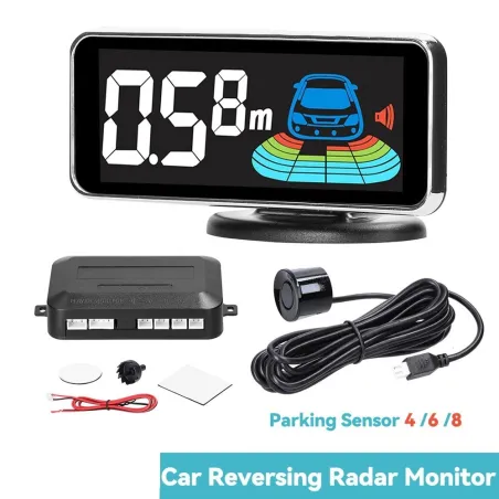Bilparkeringssensor - radar - omvänd autoparkering - LCD-skärm - LED