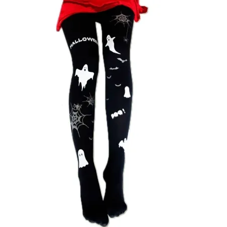 Halloween Strumpfhose - kleine Teufel / Gespenster bedruckt