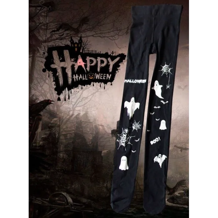 Calças de Halloween - diabinhos/fantasmas estampados