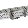 Cinto de couro da moda - com furos / strass - fivela de metal