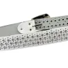 Fasjonabelt skinnbelte - med hull / rhinestones - metallspenne