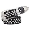 Fasjonabelt skinnbelte - med hull / rhinestones - metallspenne