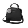 Vintage handtas - met schouderband - bont pompon - leerHandtassen