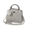 Bolsa vintage - com alça de ombro - pom pom de pele - couro