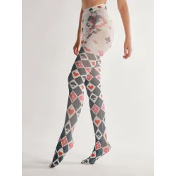 Halloween tights - spelkort tryck - grå