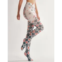 Halloween tights - spelkort tryck - grå