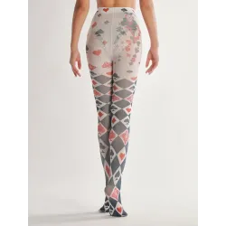 Halloween tights - spelkort tryck - grå