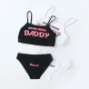 Seksowny komplet bielizny - krótki top - figi - napis COME HERE DADDY PLEASEBielizna