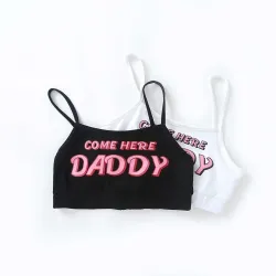 Sexy undertøyssett - kort topp - truser - COME HERE DADDY PLEASE bokstaver