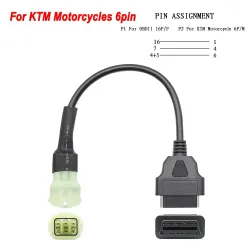OBD2 16 ben til 3 ben / 6 ben - kabel til KTM - adapter til motorcykel - ECU software tuning