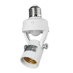 E27 / E26 bas - lamphållare - med PIR rörelsesensor - ljuskontroll - vridbar