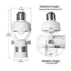 Accesorios de iluminaciónBase E27 / E26 - portalámparas - con sensor de movimiento PIR - control de luz - giratorio