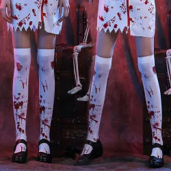 Calze al ginocchio di Halloween - sopra il ginocchio - sangue - ragnatela - croce - ossa