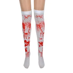 Halloween knä strumpor - över knä - blod - spindelnät - kors - ben