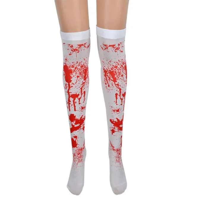 Halloween knä strumpor - över knä - blod - spindelnät - kors - ben