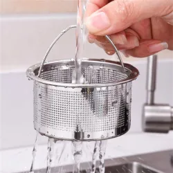 Crépine de vidange d'évier de cuisine - filtre anti-colmatage - avec poignée - acier inoxydable
