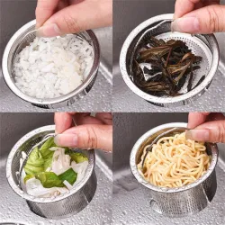 Crépine de vidange d'évier de cuisine - filtre anti-colmatage - avec poignée - acier inoxydable