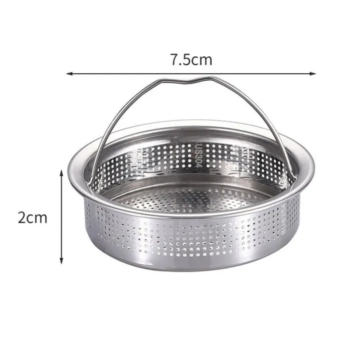 Crépine de vidange d'évier de cuisine - filtre anti-colmatage - avec poignée - acier inoxydable