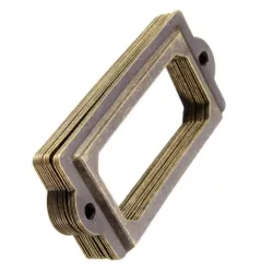 MueblesTiradores de cajón de latón antiguo - portaetiquetas - marcos de metal - 12 piezas