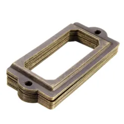 Poignées de tiroir en laiton antique - porte-étiquettes - cadres en métal - 12 pièces