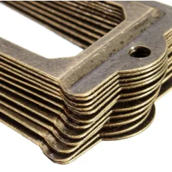 Antique brass drawer handles - label holders - metal frames - 12 piecesFurniture