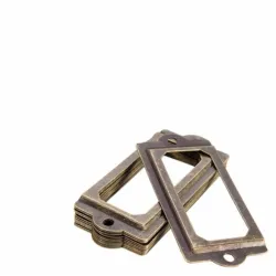 Antikke messingskuffegreb - etiketholdere - metalrammer - 12 stk