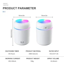 Mini humidificateur d'air - diffuseur d'huiles essentielles - LED - USB