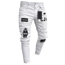 PantalonesElástico rasgado - Biker Jeans - Slim Fit Denim