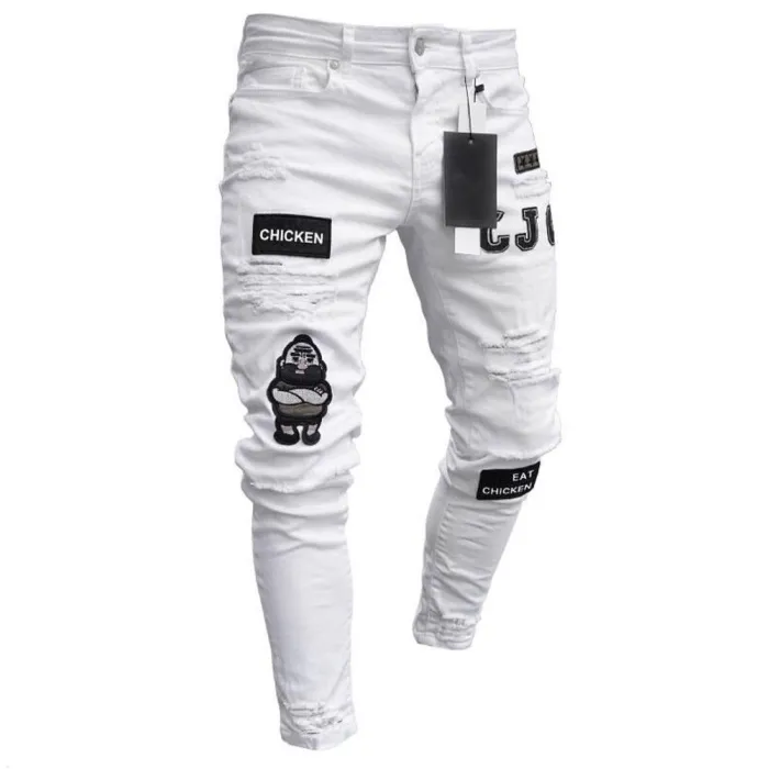 Joustava repeytys - biker Farkut - Slim Fit Denim