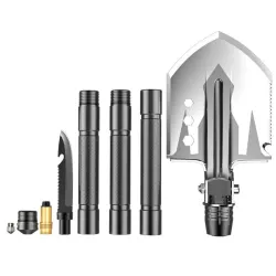 Multifunksjon sammenleggbar spade - aluminium - militær - overlevelse