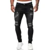 Elastyczne przetarcia - biker Jeansy - Denim Slim FitSpodni