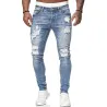 PantalonesElástico rasgado - Biker Jeans - Slim Fit Denim