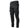 Stretchiga jeans - bikerstil - sidfickor - Slim Fit