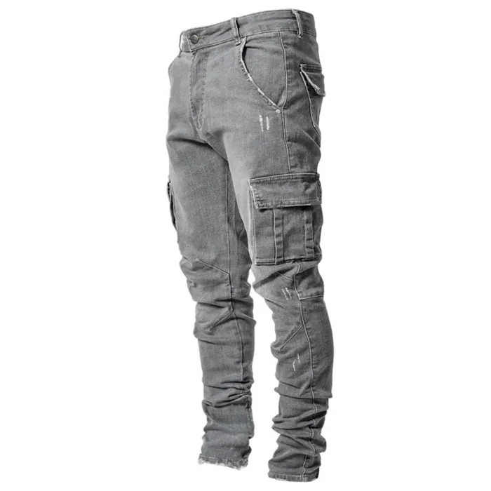 Stretchiga jeans - bikerstil - sidfickor - Slim Fit