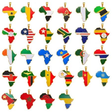 CollaresCollar con colgante de países africanos - oro - 60cm