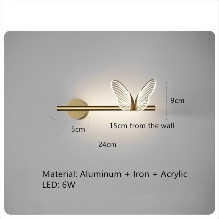 Lampe acrylique moderne - murale - LED - avec papillons
