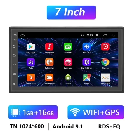 Din 2Autoradio Android 9 / 10 - 1GB-16GB - Bluetooth - cámara - CarPlay - MirrorLink