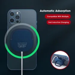 Chargeur magnétique sans fil - charge rapide - avec support - USB C - pour IPhone 12 Pro / Samsung