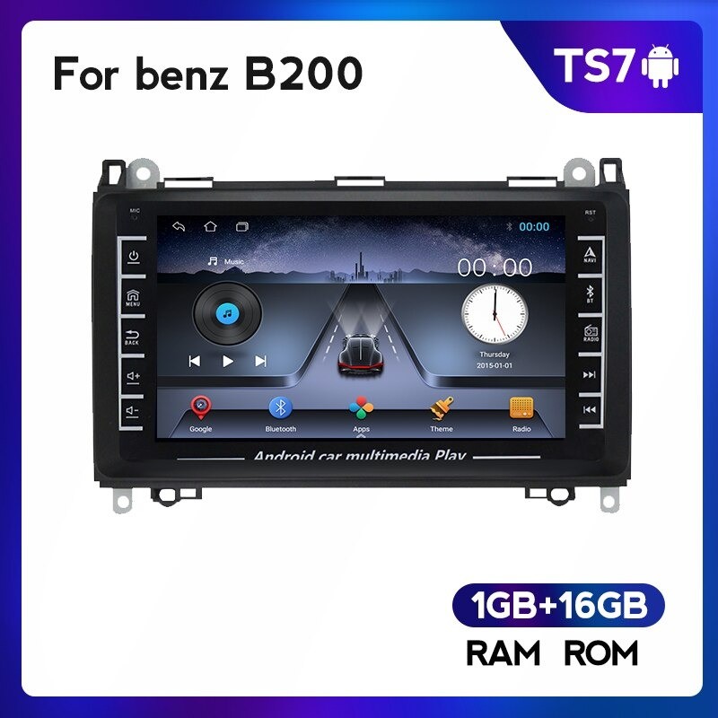 Rádio de carro DIN2 de 8 polegadas - Bluetooth - Android - Mirror Link - 1 GB RAM / 16 GB ROM - câmera - DVR - para Mercedes Ben