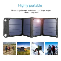 14W solcellepanel - sammenleggbar lader - USB - vanntett - for smarttelefoner