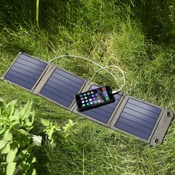 14W solcellepanel - sammenleggbar lader - USB - vanntett - for smarttelefoner