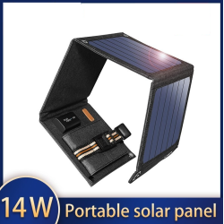 14W solcellepanel - sammenleggbar lader - USB - vanntett - for smarttelefoner