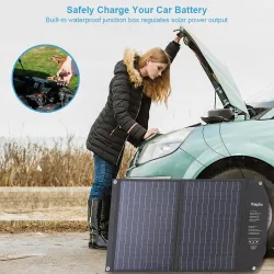 Solpanel - solcelleoplader - dobbelt udgang - foldbar - 60W - sæt