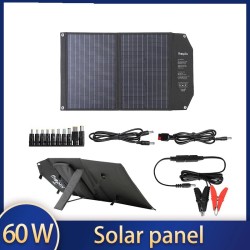 Solpanel - solcellsladdare - dubbel utgång - hopfällbar - 60W - kit